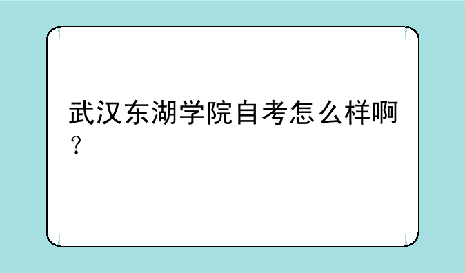 武汉东湖学院自考怎么样啊？