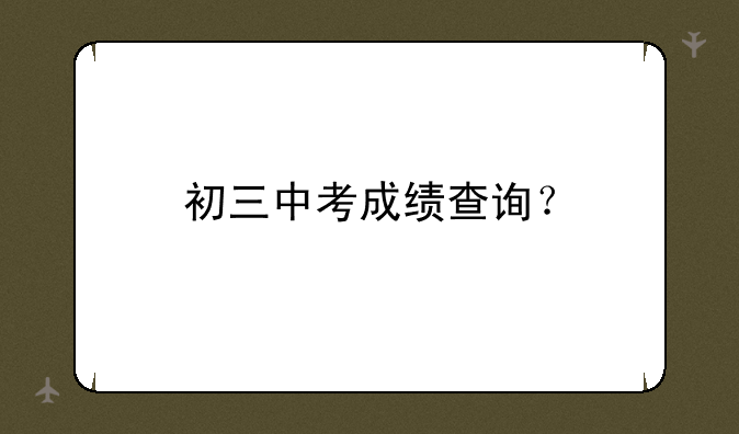 初三中考成绩查询？
