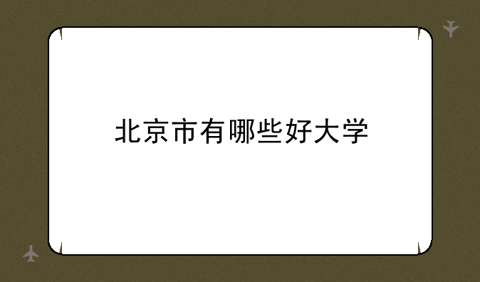 北京市有哪些好大学