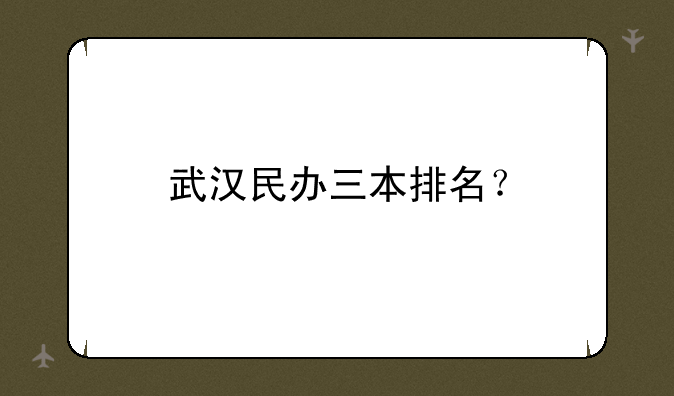 武汉民办三本排名？
