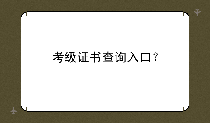 考级证书查询入口？
