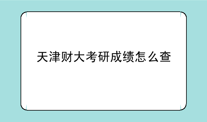 天津财大考研成绩怎么查