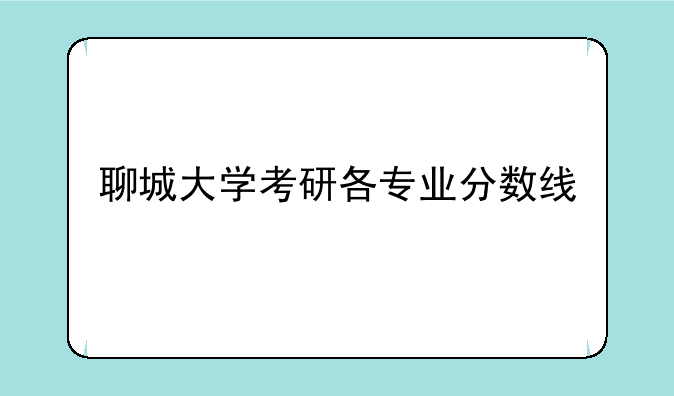 聊城大学考研各专业分数线