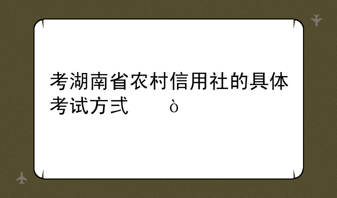 考湖南省农村信用社的具体考试方式？