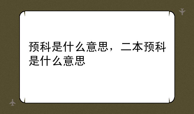 预科是什么意思，二本预科是什么意思